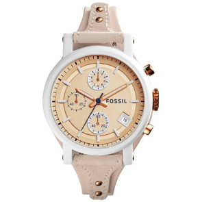 Watch strap Fossil ES4005 Leather Beige 18mm